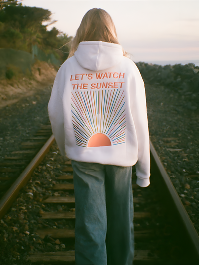 Oversize Damen-Hoodie mit Sunset-Print „Let’s Watch the Sunset“ | Zendoo.de