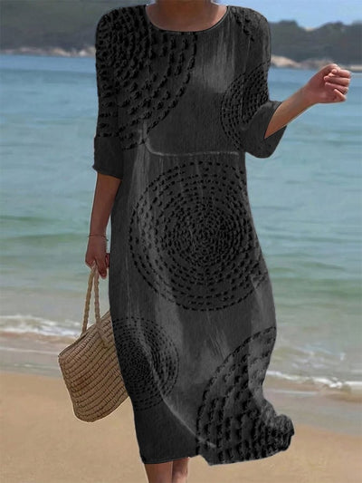 Sena | Katoenen Jurk met Bloemenprint en Halflange Mouwen