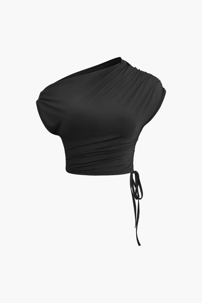 Melody | Asymmetrisches Zweiteiler-Set mit One-Shoulder Crop-Top & Maxi-Rock