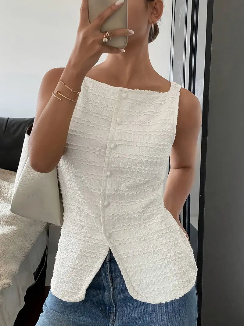 Miriam | Elegante ärmellose Bluse mit quadratischem Kragen