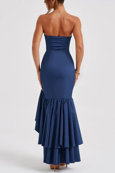 Lindsay® | Sexy Off-Shoulder-Maxikleid mit schmaler Passform und unregelmäßigem Saum