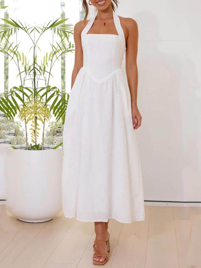 Schwarzes maxikleid halter - Clara