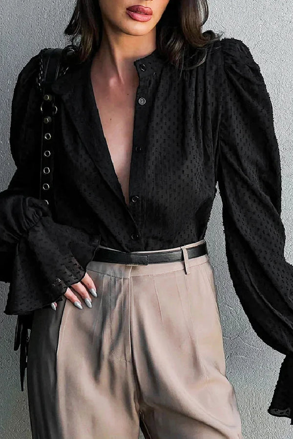 Zella® | Elegantes Hemd mit lockeren Punkten und Puffärmeln