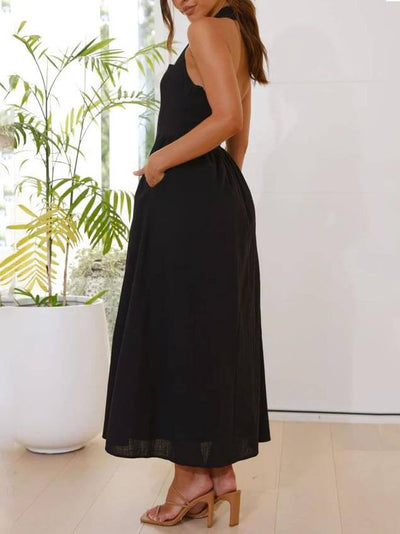 Schwarzes maxikleid halter - Clara
