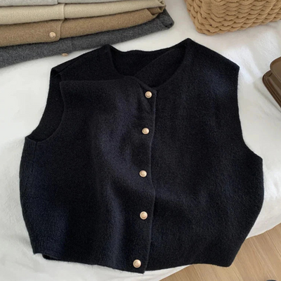 Damen Ärmellose Geknöpfte Weste | Lässig