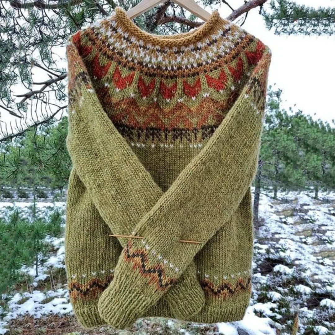 Winterpullover Im Vintage-stil Für Damen | Rundhalsausschnitt
