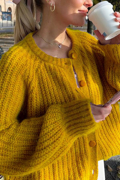 Susanna® | Lockerer, einfarbiger Strickjacke mit langen Ärmeln