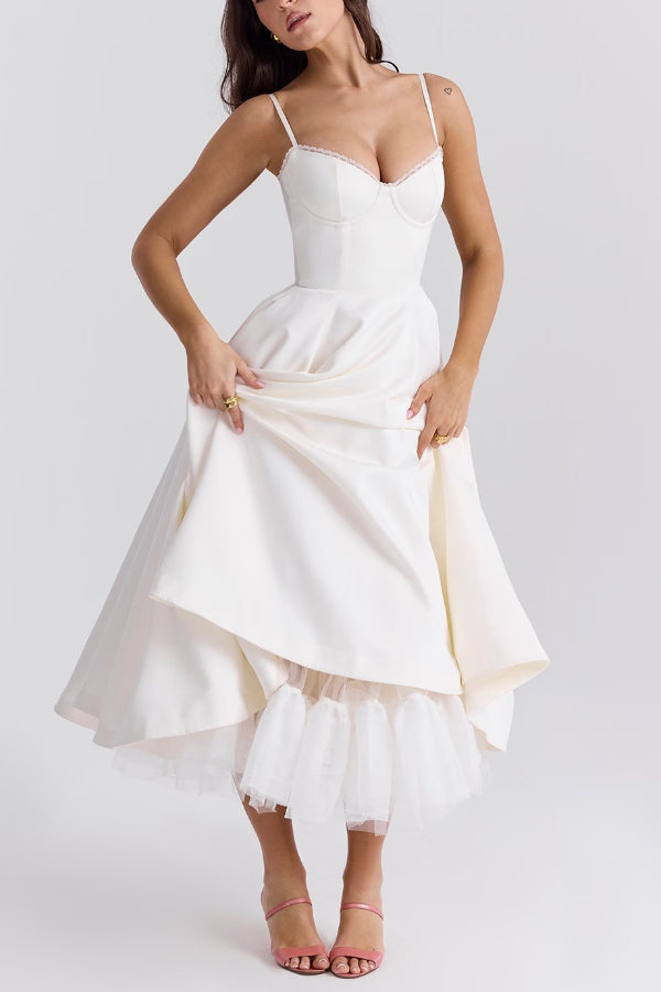 Lorraine® | Trägerloses, ärmelloses Tutu-Maxikleid mit V-Ausschnitt