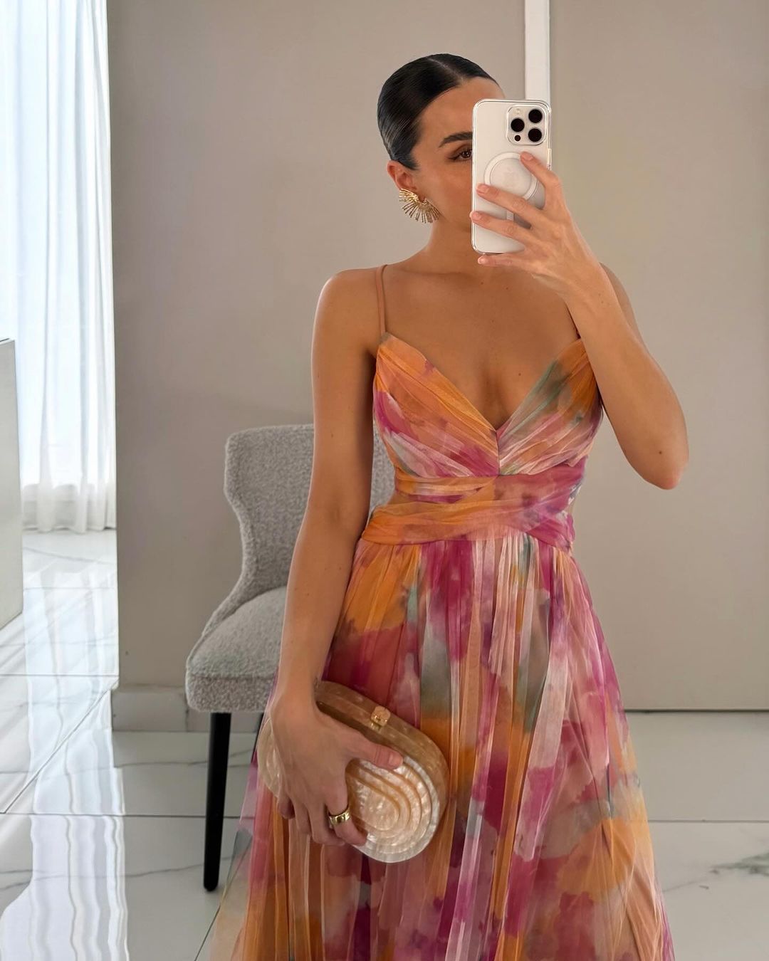 Elegantes Damen Maxikleid mit V-Ausschnitt – Ideal für Hochzeitsgäste