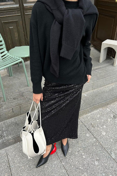 Mary® | Glitzernder, bodenlanger Paillettenrock mit hoher Taille