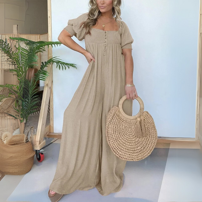 Gesmoktes Kurzarm Maxikleid Für Damen