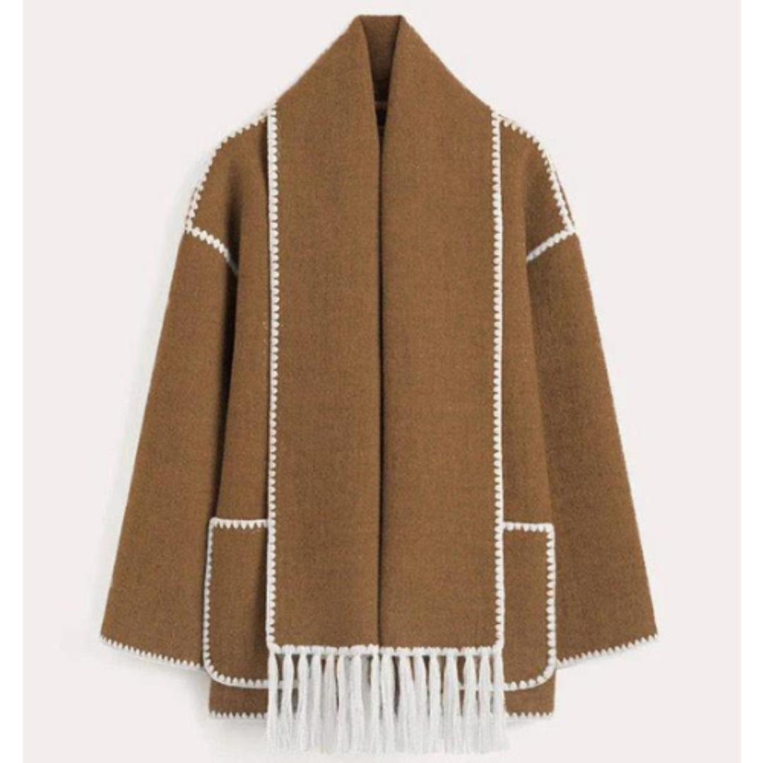 Damen Warmer Lockerer Wickelkragen Mantel | Winter