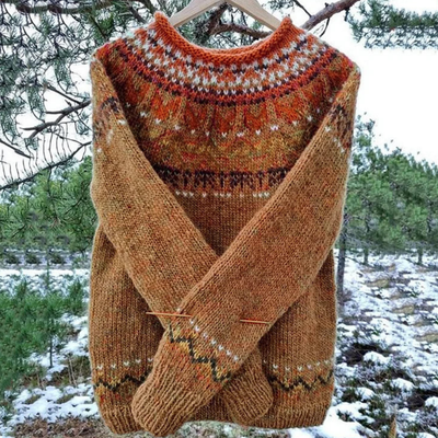 Winterpullover Im Vintage-stil Für Damen | Rundhalsausschnitt