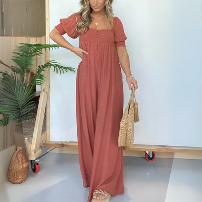 Gesmoktes Kurzarm Maxikleid Für Damen