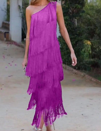 Unique one-shoulder kleid für frauen