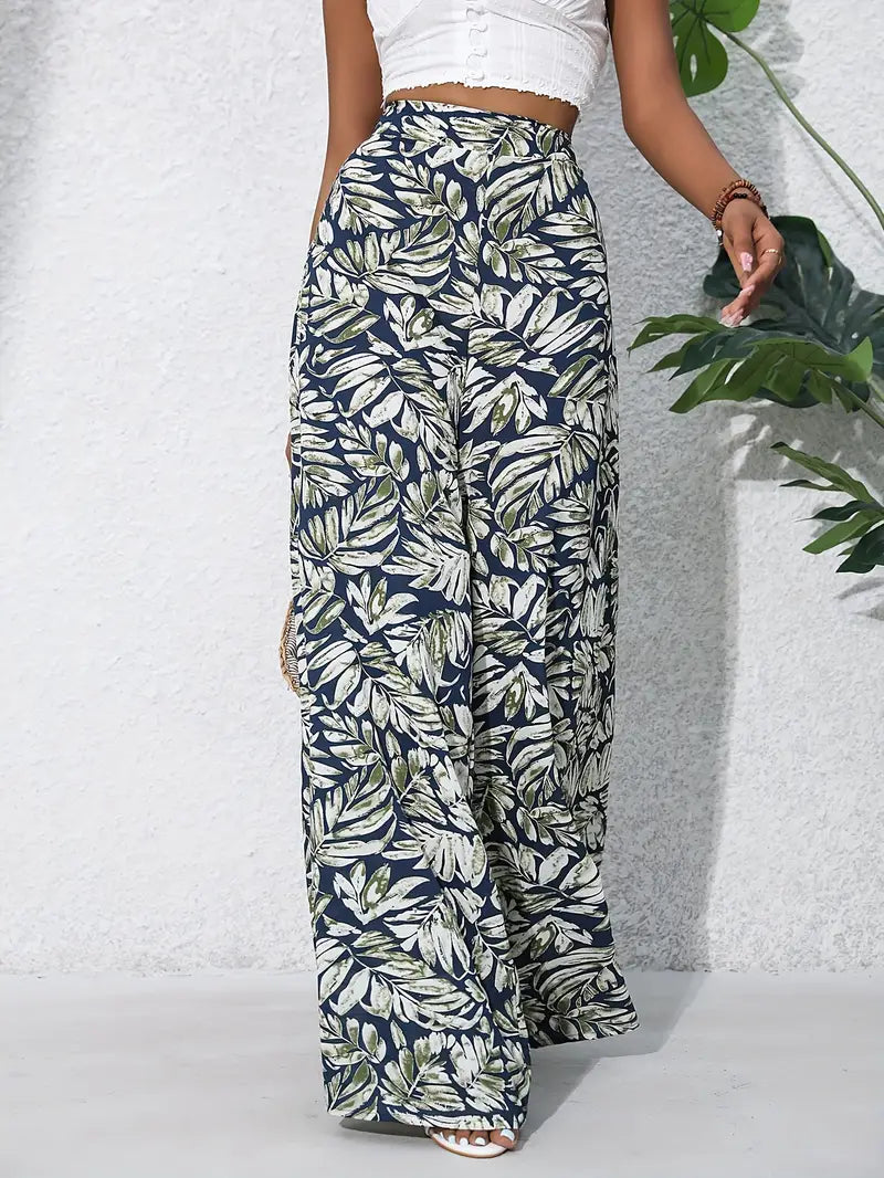 Jacinta | Boho Pflanzenprint Weite Hosen