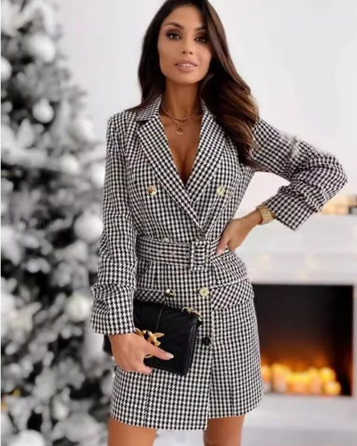 Damen Minikleid im Blazerstil mit langen Ärmeln