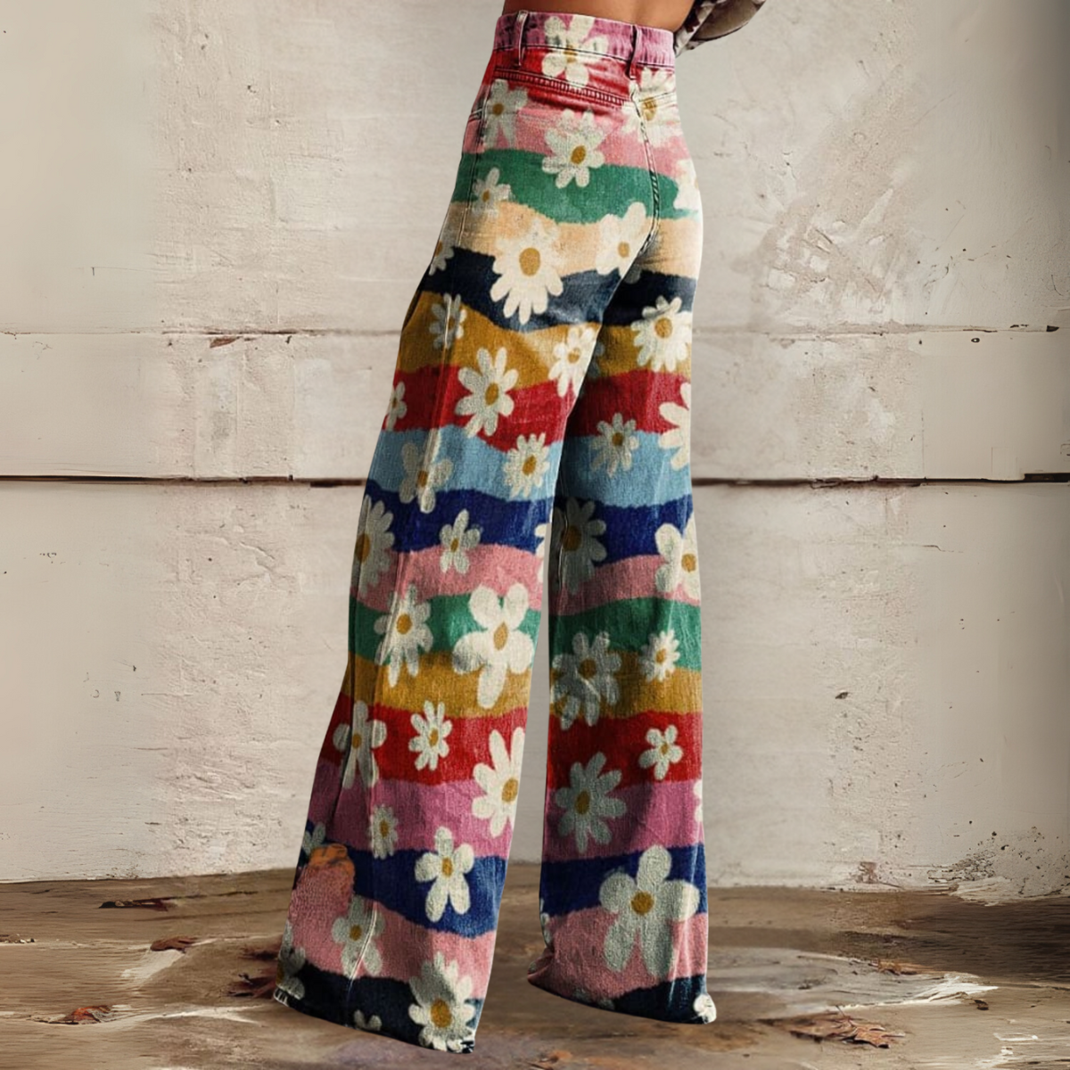 Geblümte Weitbein-Hose Für Damen