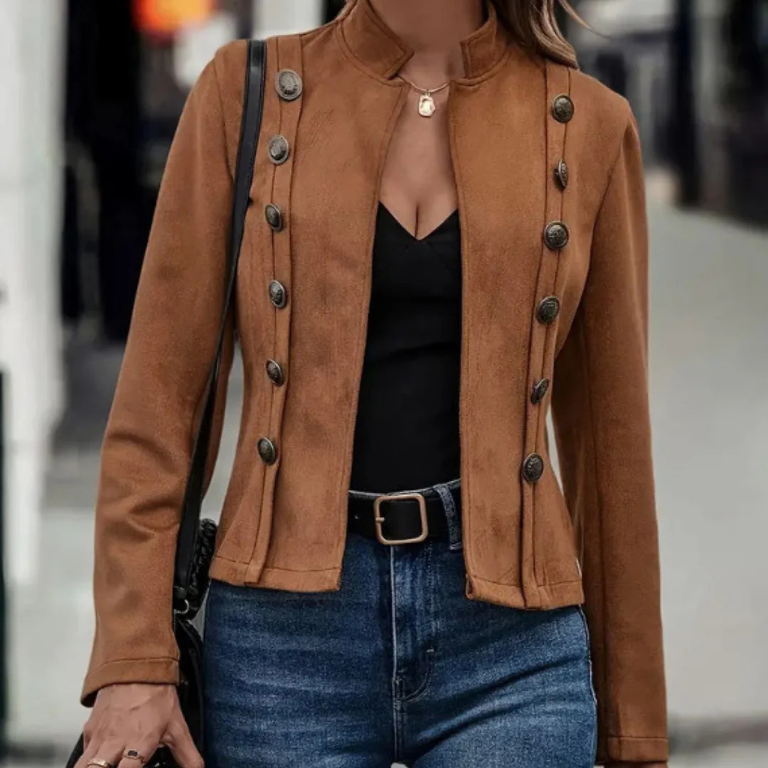 Damenblazer mit langen Ärmeln und Stehkragen