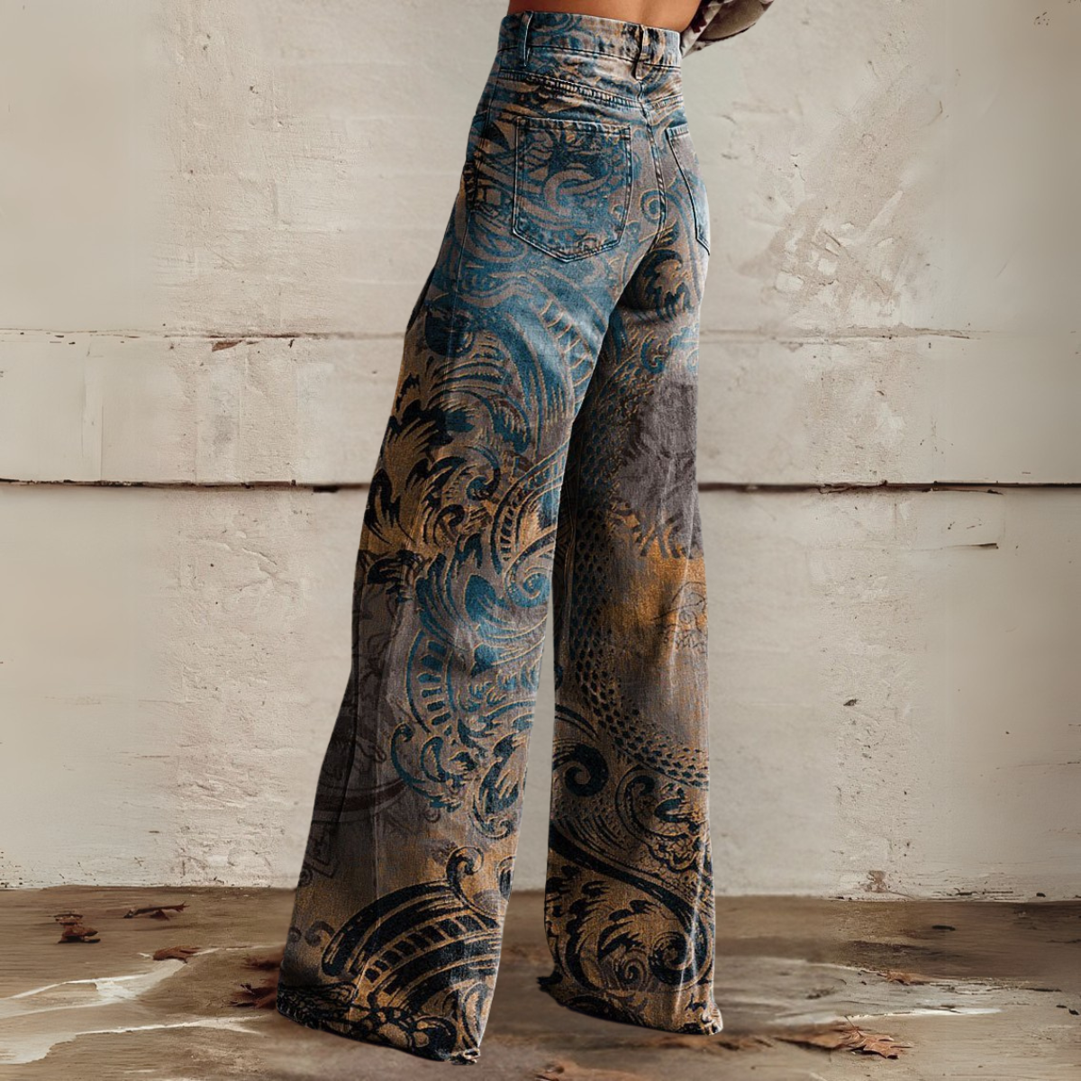 Schlaghose mit Barock-Print Für Damen