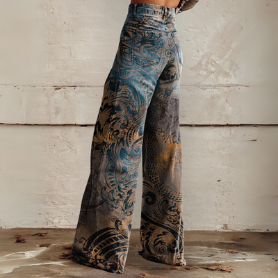 Schlaghose mit Barock-Print Für Damen