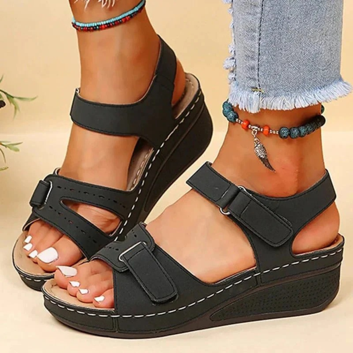 Verstellbare Keilabsatz-Sandalen Für Damen