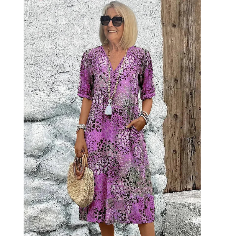 Elegantes Sommerkleid Mit V Ausschnitt Für Damen | Midi