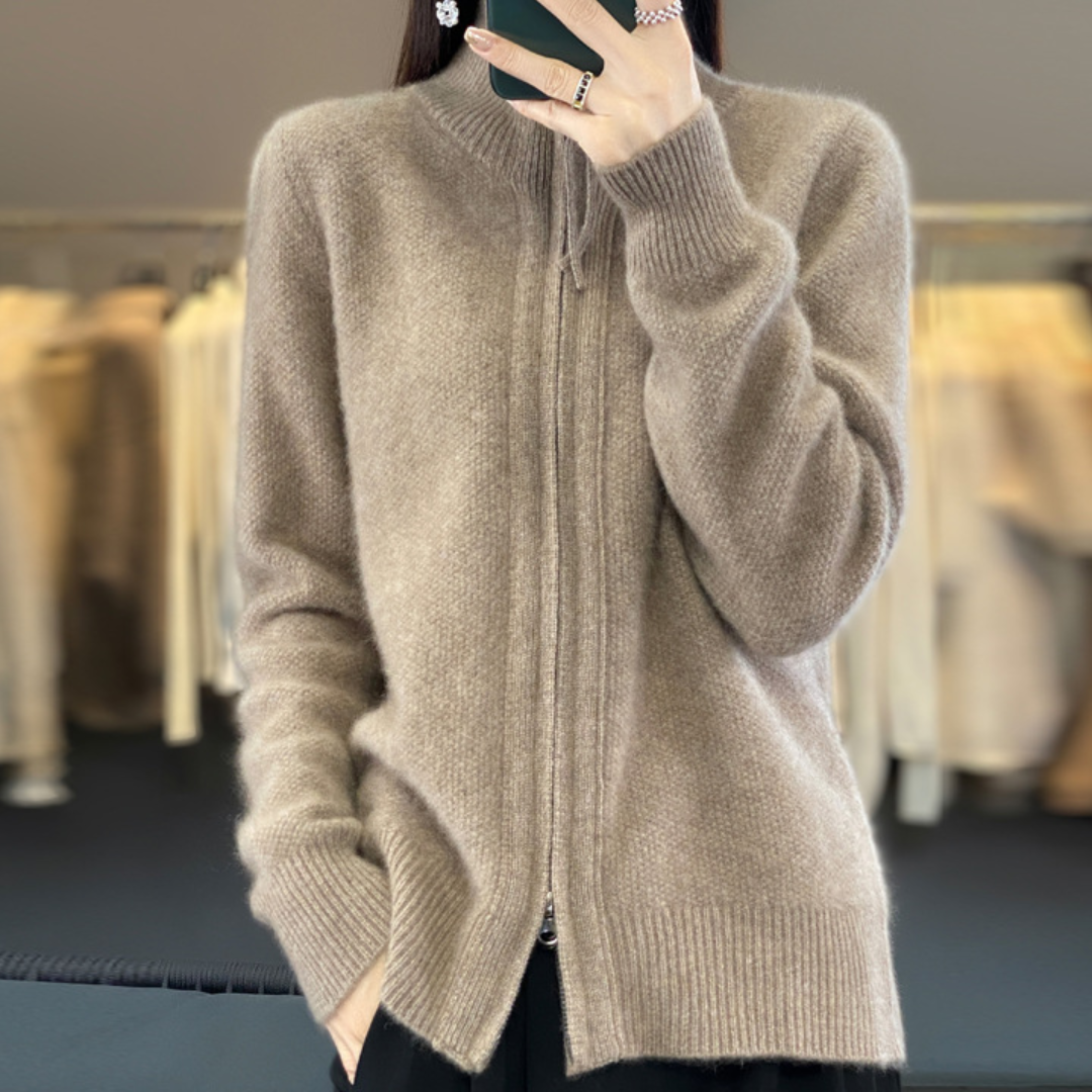Giovana | Cashmere-Cardigan mit Reißverschluss