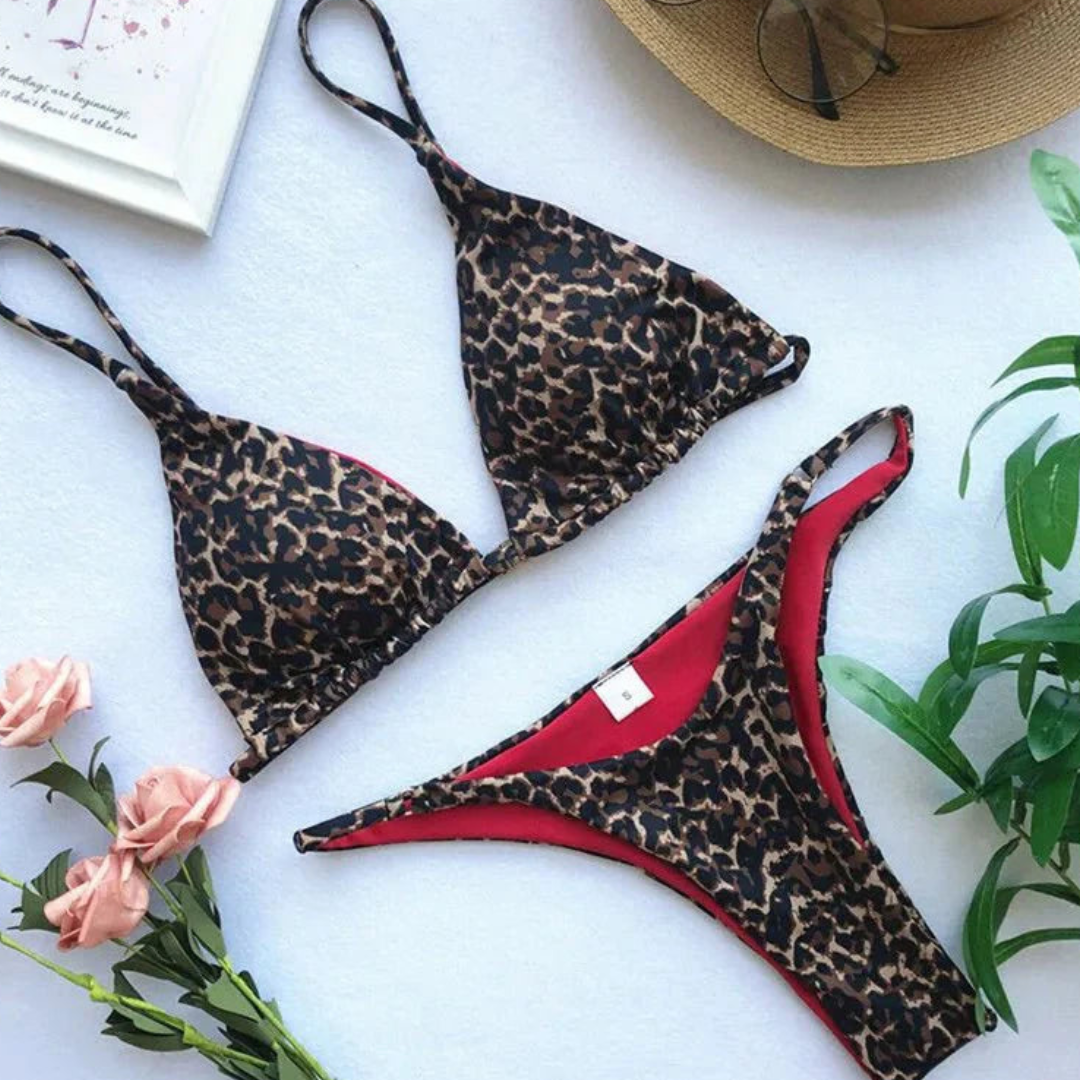 Damen Hoch Geschnittenes Leopard Print Bikini Set | Stylisch