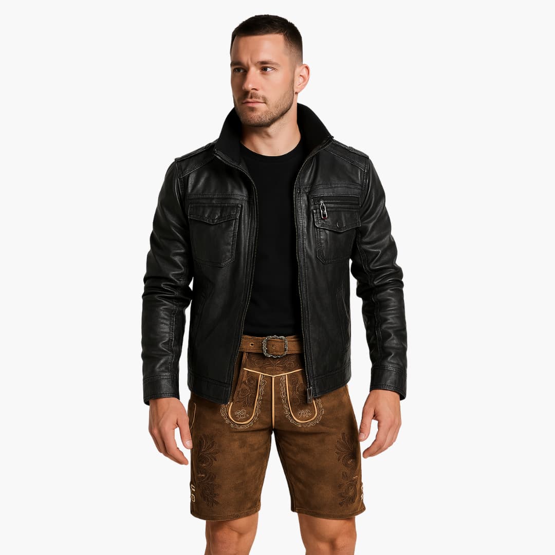 Traditionelle bestickte kurze Lederhose für Herren - Oktoberfest 2025