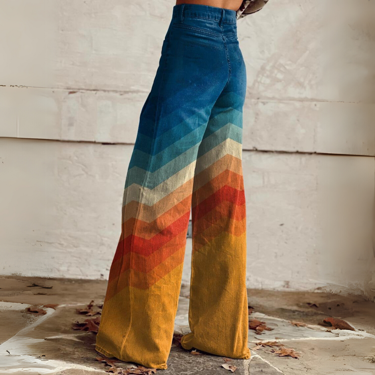 Chevron-Muster Weite Hose Für Damen