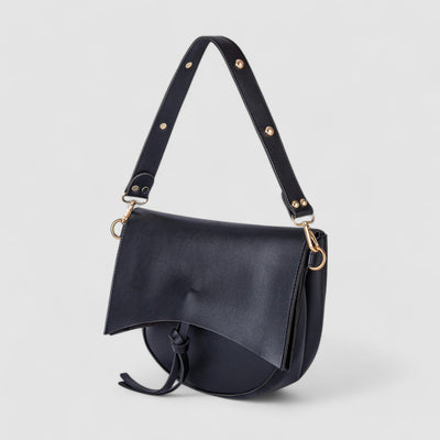 Vintage Damen Schultertasche – Vegan Leder mit Pouch & Canvas Gurt