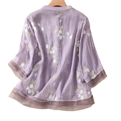 Mayfair™ | Besticktes Baumwoll Top mit eleganten Details