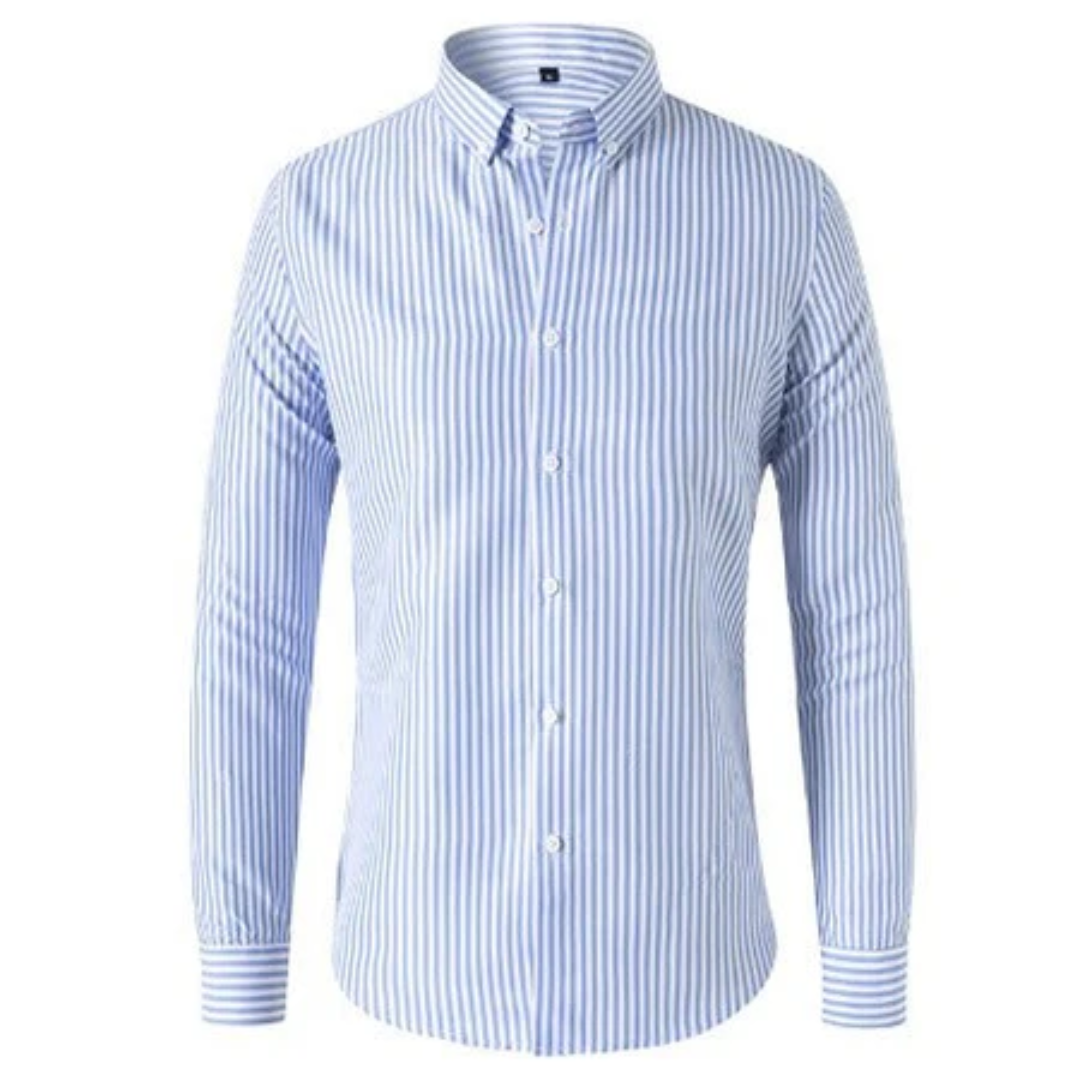 Herren Button Down Gestreiftes Langarm Hemd | Stylisch