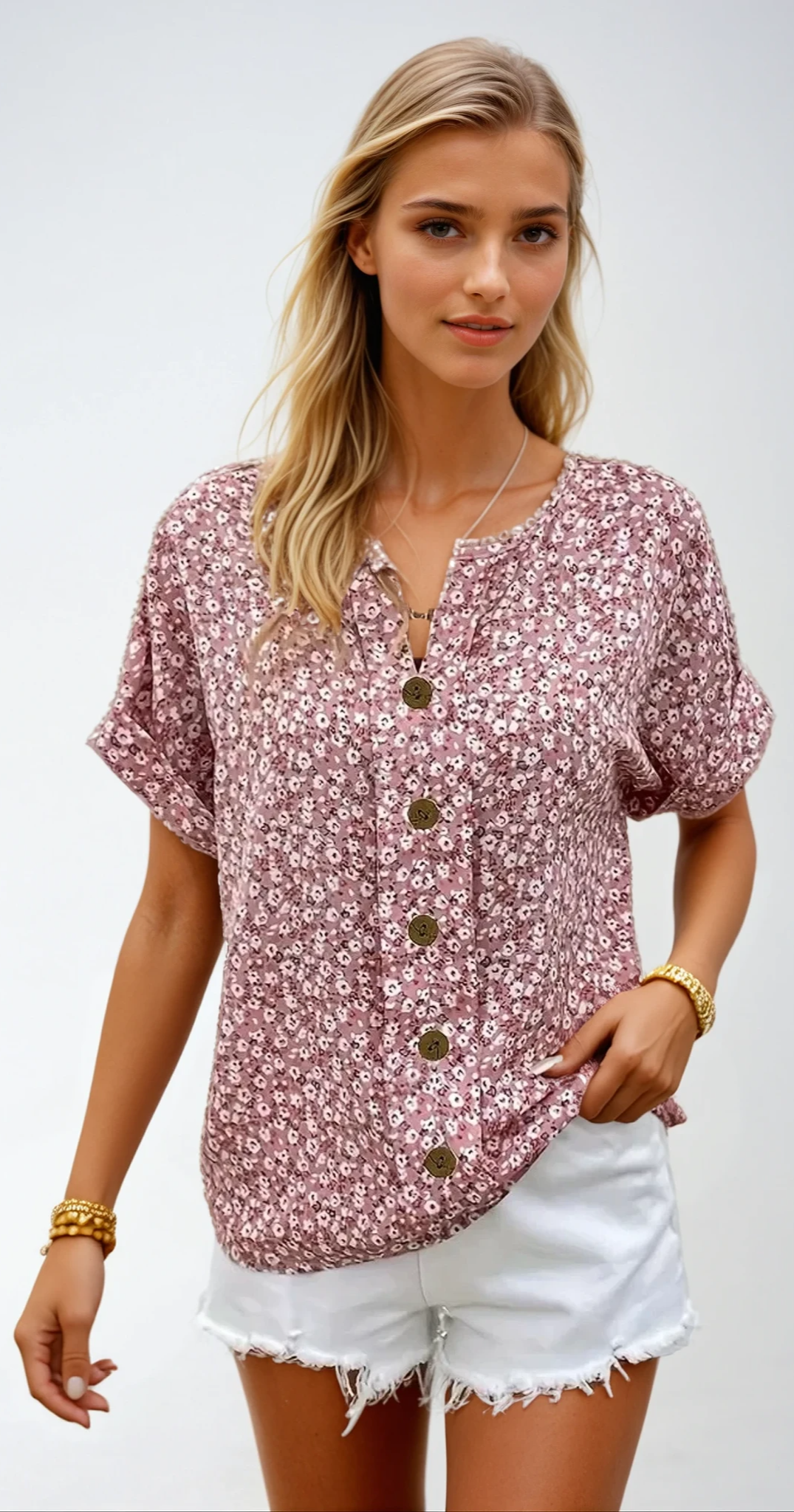 Atmungsaktive geblümte Sommerbluse