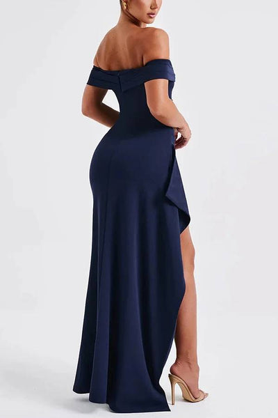 Leah® | Schulterfreies Maxikleid mit hohem Schlitz