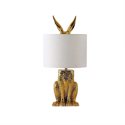 Goldene Kaninchen Tischlampe – Originelle Designer-Leuchte mit Schirm