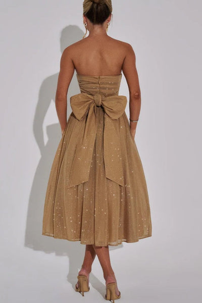 Kaylee® | Sexy schulterfreies, rückenfreies, sexy Maxikleid mit Schleife