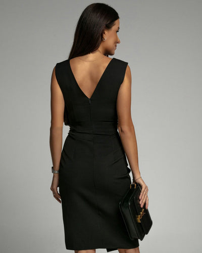 Aloisa | Tailliertes Kleid mit V-Ausschnitt und Schlitz