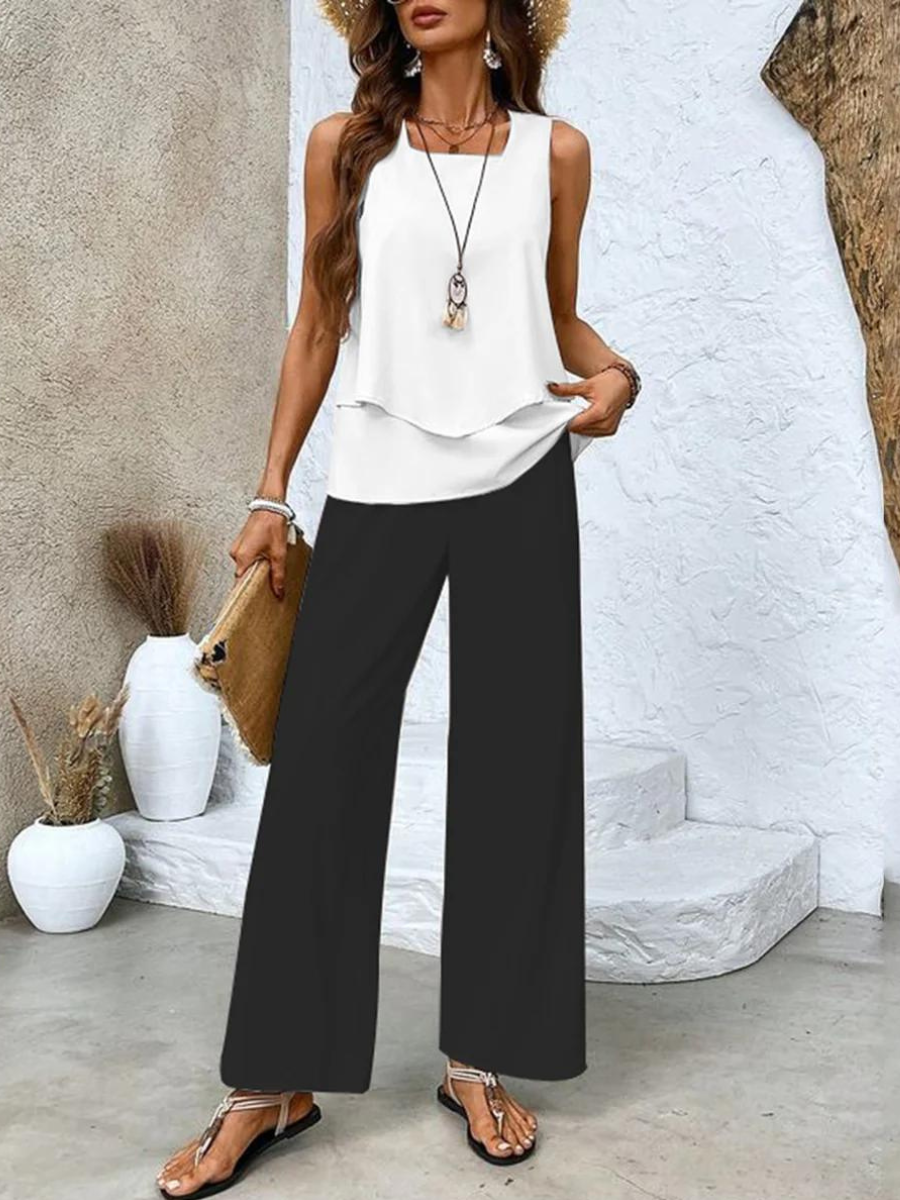 Oberteil und hose für damen elegantes 2-teiliges sommer-set