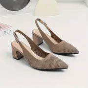 Hailey - Atmungsaktive Strickschuhe mit spitzer Zehe und Knöchelriemen