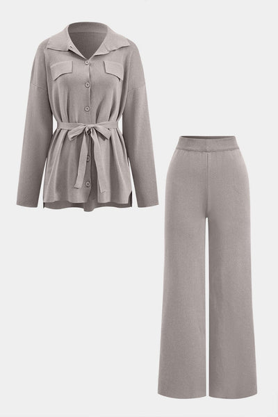 Celina | Stilvolles Strick-Zweiteiler-Set mit Taillengürtel