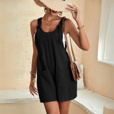 Strukturierter Jumpsuit Bindeträger Sommer Für Damen