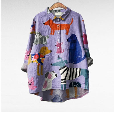 Mayfair™ | Exklusive Damenbluse mit Hundeprint