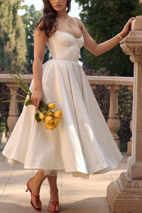 Lorraine® | Trägerloses, ärmelloses Tutu-Maxikleid mit V-Ausschnitt