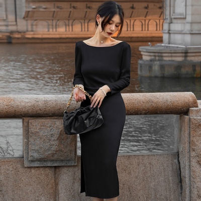 Damen Modernes Langarm Bodycon Kleid | Midi