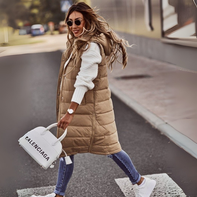 Weste Damen Mit Kapuze | Knielange Steppoptik