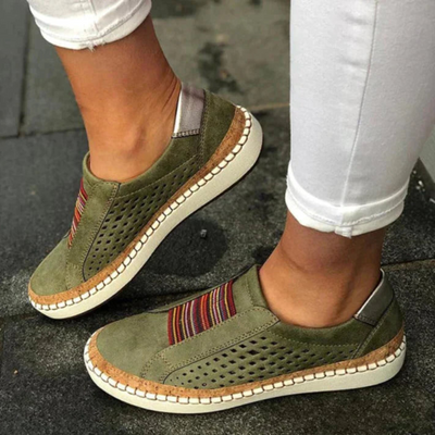 Slip-On Perforierte Sneakers Komfortsohle Für Damen