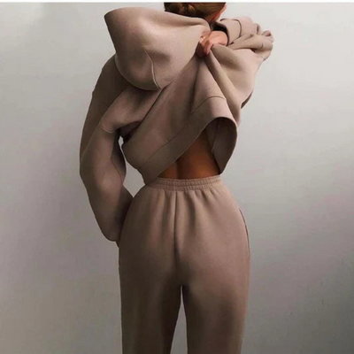 Strukturiertes Hoodie-Set für Damen