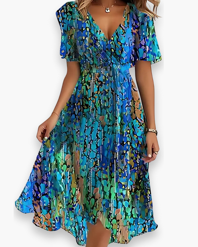 Damen Lässiges Boho Kleid | Midi Gradientenkleid